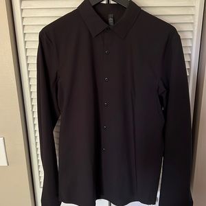 lululemon Men’s Stretch Slim Fit Black Button Down Long Sleeve - Large